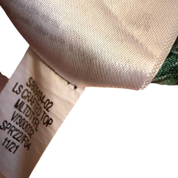 Old Navy Women’s Floral Button-Down Blouse Green Peach Ditsy Print Lace Yoke XL - Picture 7 of 7